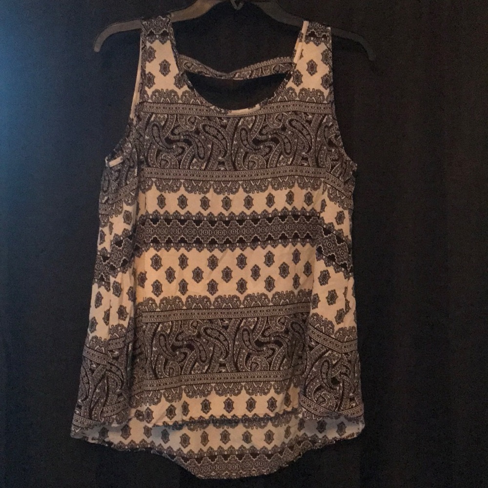 Cream and Black paisley top